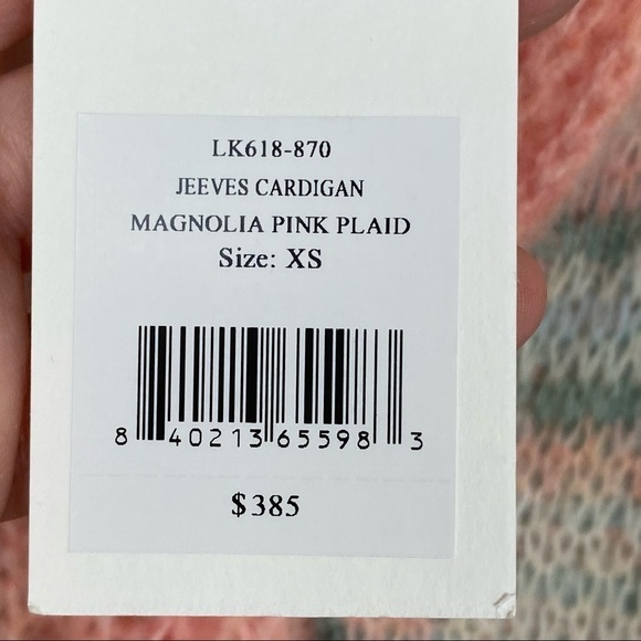LoveShackFancy Jeeves‎ Magnolia Pink Plaid Wool and Mohair Long Sleeve Cardigan - Picture 11 of 13